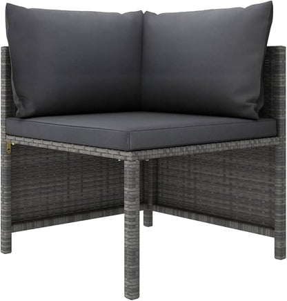 Sectional Corner Sofa with Cushions Gray Poly Rattan,Comfortable Patio Sectional Corner Sofa for Outdoor Garden Lounge