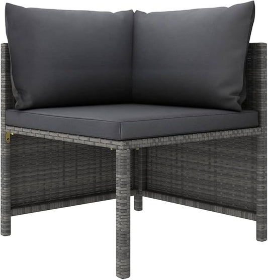 Sectional Corner Sofa with Cushions Gray Poly Rattan,Comfortable Patio Sectional Corner Sofa for Outdoor Garden Lounge