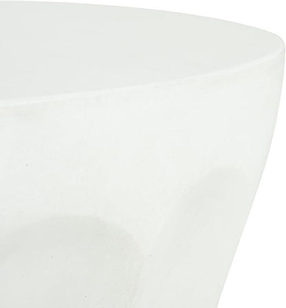 Christopher Knight Home Earleant Outdoor Side Table, Lightweight Concrete Garden Stool with Round top and Cinched Waist, Decorative Accent Table Patio End Table for Balcony Beach Pool, Antique White