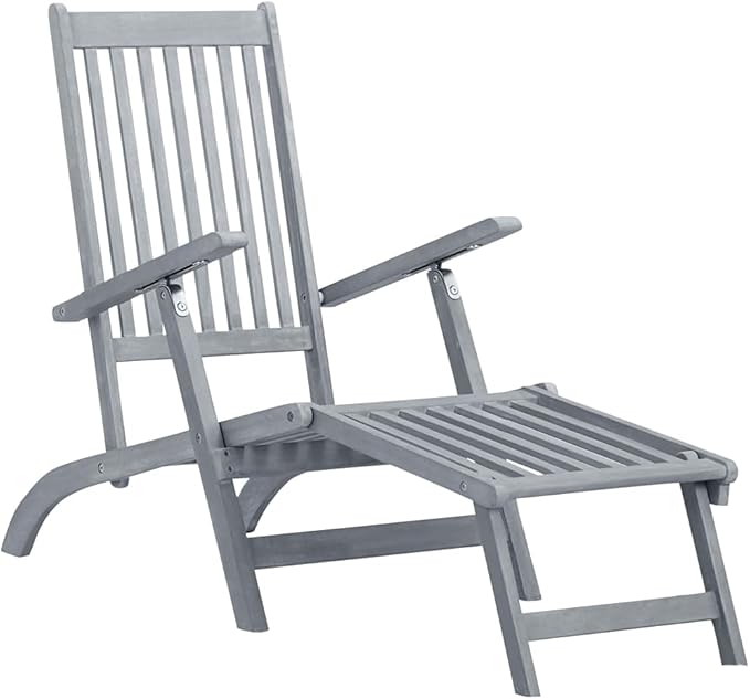 Patio Deck Chair outdoor chaise,outdoor lounge chairs set of 2,chaise lounge,lounge chairs for outside,pool lounge chairs,outdoor chaise lounge,with Footrest and Cushion Solid Acacia Wood