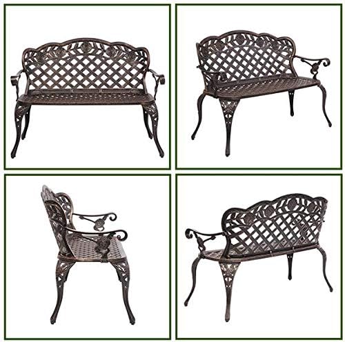 42.5inch Bronze Outdoor Garden Bench Patio Park Bench Patio Seating Sturdy Patio Bench Porch Bench Furniture Chair Seat for Outside, Backyard, Park, Lawn 108 x 60 x 83cm
