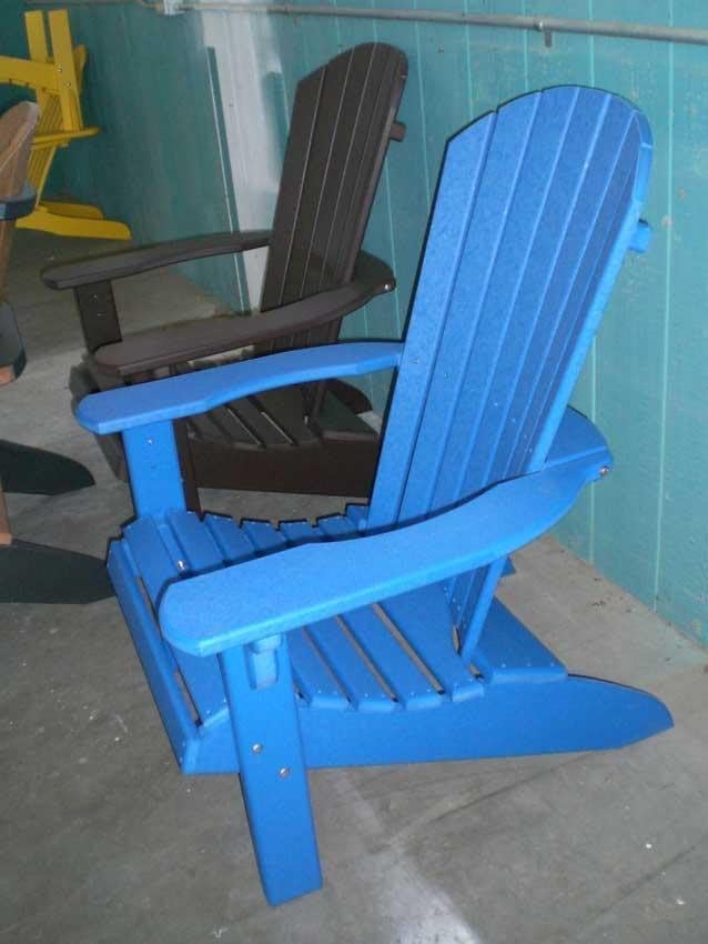 Leisure Lawns Poly Plastic Fanback Adirondack Chair, Outdoor Patio Chair - Amish Made in USA (Blue)