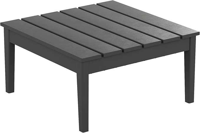 WestinTrends Ashore Outdoor Coffee Table, 32 Inch All Weather Poly Lumber Adirondack Patio Coffee Table Square Low Table, Gray