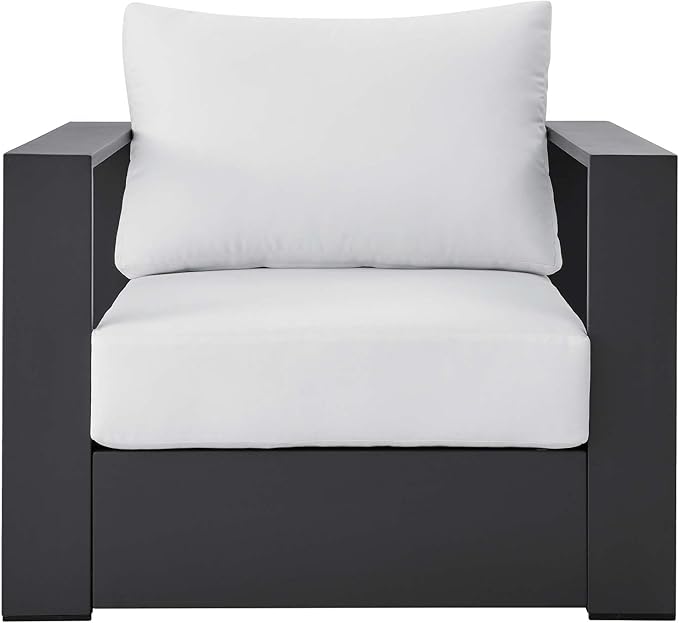 Modway Tahoe Aluminum Outdoor Patio Armchair in Gray White