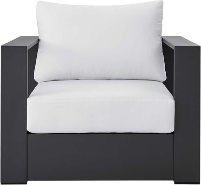 Modway Tahoe Aluminum Outdoor Patio Armchair in Gray White
