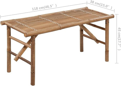 Folding Bench,Patio Bench,Yard Bench,Porch Bench,Park Benches, with Cushion, for The Front Porch, Deck,Balcony,Backyard,Outdoor,Garden, Lawn,Path, 46.5" Bamboo