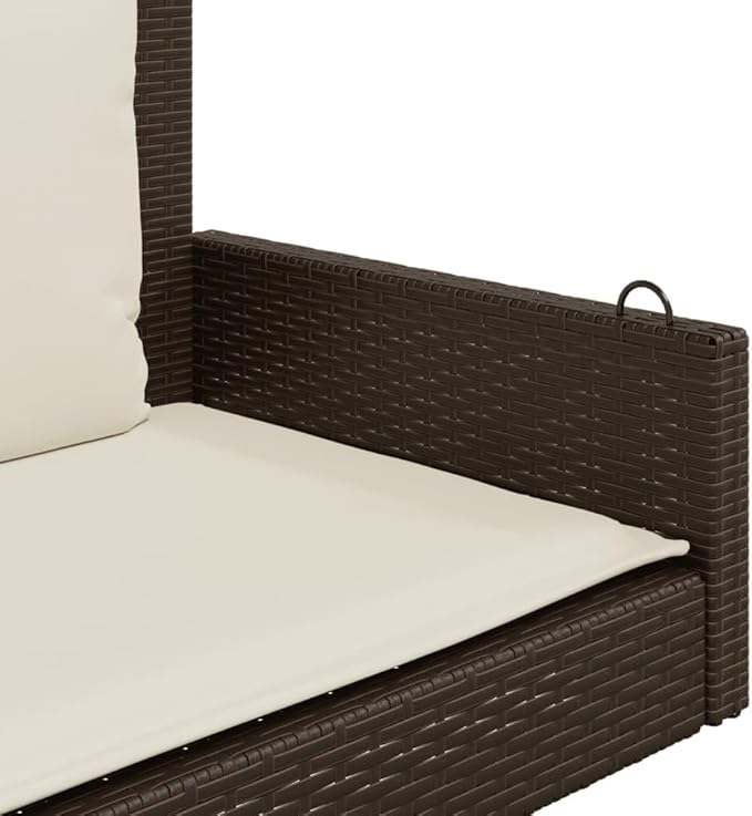 Brown Swing Bench with Cushions, PE Rattan and Powder-Coated Steel Frame, Polyester Outdoor Seating for Garden, Patio - Photo 8