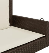 Brown Swing Bench with Cushions for Patio and Garden, 2-Person PE Rattan Seat on Powder-Coated Steel Frame - Photo 8