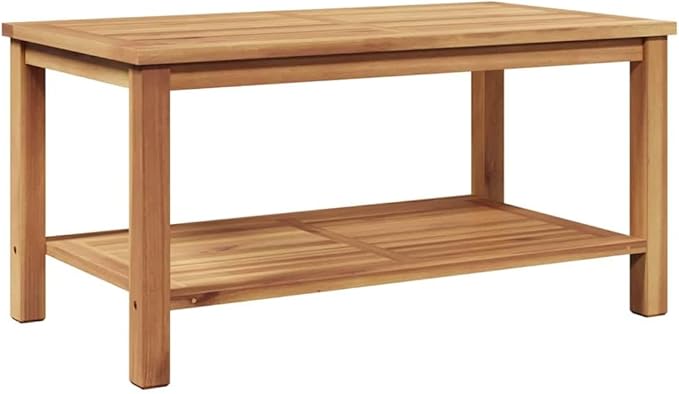 Solid Teak Outdoor Coffee Table 35.4 x 19.7 x 17.7 in Brown Modern Patio Dining Table with Hidden Storage for Garden - Photo 1