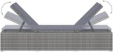 Sun Lounger with Cushion and Tea Table Poly Rattan Gray Poolside Chair Beach Chair for Outside Yard - Photo 6