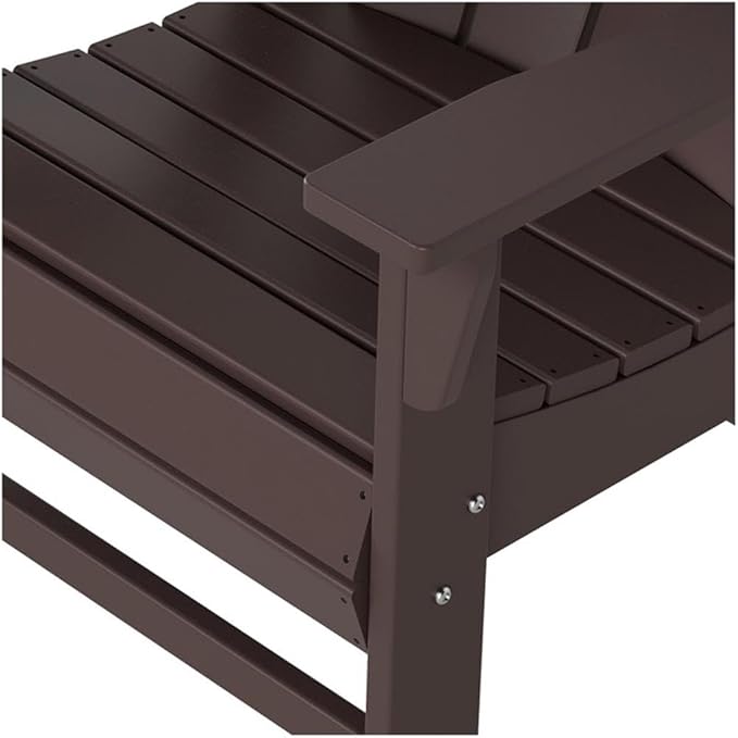 Costaelm Outdoor Adirondack Chair, HDPE Patio Balcony Chairs, Portside Seashell Nautical Curveback Adirondack Chair and Fire Pit Chairs, Dark Brown