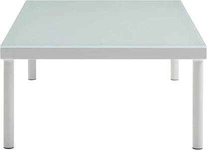 Modway Harmony Outdoor Patio Aluminum Coffee Table With Tempered Glass in White