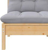 Patio Middle Sofa with Gray Cushions Solid Pinewood Outdoor Chairs Furniture Outdoor Patio Furniture Set Suitable for - Photo 5