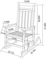 Outdoor Rocking Chair Set with Side Table, 3-Piece Rocking Chair Set with Wood-Texture, All Weather-Resistant - Photo 7
