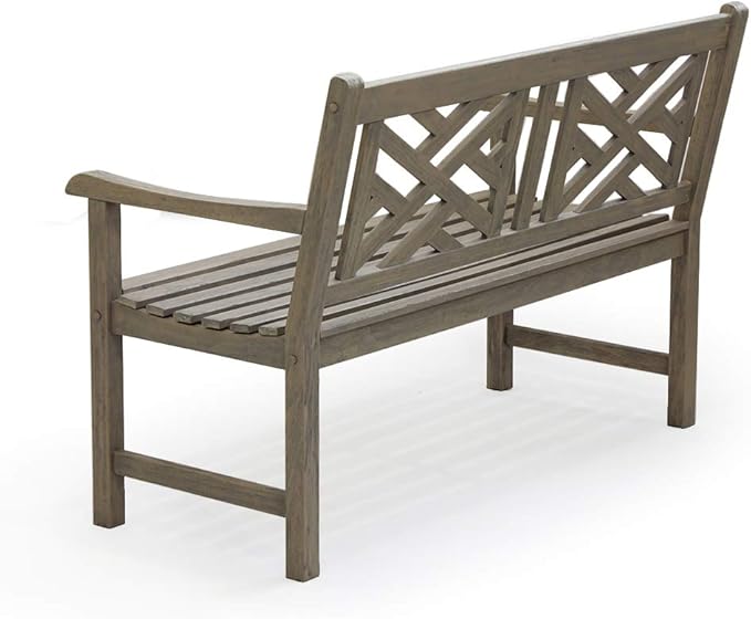 Cambridge Casual Teak Maine 4-Foot Outdoor Garden Bench, Solid Teak Wood in Weathered Gray Finish, Weather-Resistant Patio Furniture for Porch, Lawn, Backyard, Deck, Balcony, or Outdoor Seating Area