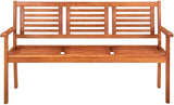 Solid Eucalyptus Wood 3-Seater Garden Bench 59.1 Inch Ergonomic Design for Patio Balcony Outdoor Seating with Removable - Photo 3