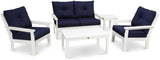 Vineyard 5-Piece Deep Seating Set (White/Navy) - Photo 1