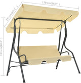 Outdoor Furniture, Accommodating 2 People, with Armrests, Outdoor Swing Bench, Roof with Sunshade, Sturdy Metal Frame - Photo 6