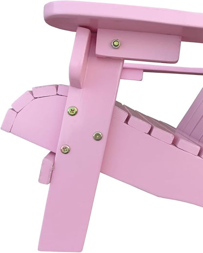 TRIPLE TREE Wood Children Adirondack Chair,Ergonomic All-Weather Adirondack Chairs,Durable Lounge Chair Outdoor for Garden,Lawn,Indoor,Pink