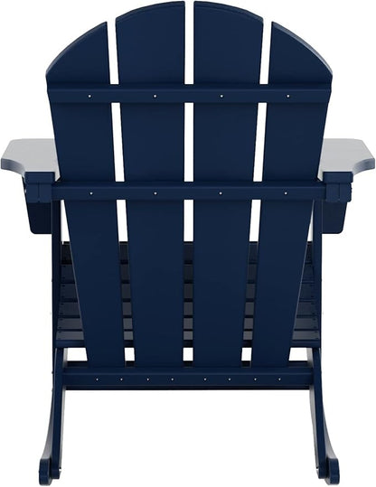 WO WESTIN OUTDOOR HDPE Laguna Outdoor Rocking Poly Adirondack Chair, Navy Blue