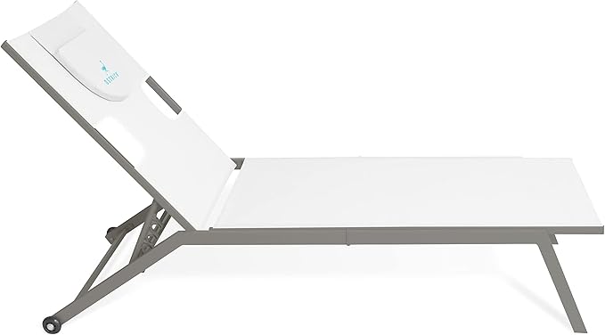 Ostrich Chatham 2 Pieces Patio Chaise Lounges, Patio Lounge Chairs,Facedown Tanning Chair, Patio Chairs, 5-Position Recliner Adjustable Sunbathing Lounge Chair for Patio,Yard, Pool, White & Tan