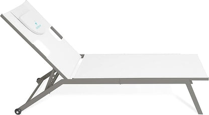 Ostrich Chatham 2 Pieces Patio Chaise Lounges, Patio Lounge Chairs,Facedown Tanning Chair, Patio Chairs, 5-Position Recliner Adjustable Sunbathing Lounge Chair for Patio,Yard, Pool, White & Tan