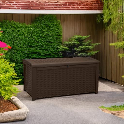 Keter Borneo 110 Gallon Resin Deck Box - Organization and Storage for Patio Furniture, Outdoor Cushions, Throw Pillows - Photo 5