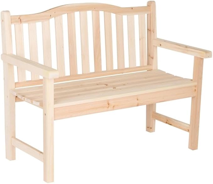 Pemberly Row Traditional Cedar Wood Patio Garden Bench, Beige Finish, 43 in Seat, Moisture-Resistant Kiln-Dried Wood, Perfect for Porch, Patio, Backyard or Indoor Seating