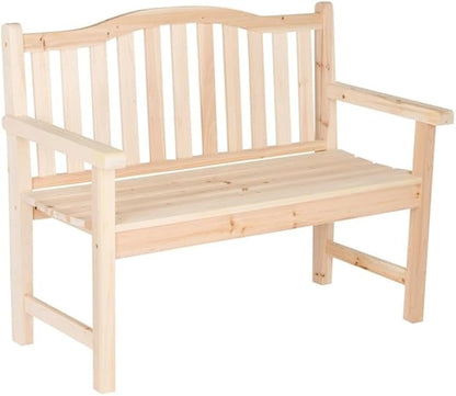 Pemberly Row Traditional Cedar Wood Patio Garden Bench, Beige Finish, 43 in Seat, Moisture-Resistant Kiln-Dried Wood, Perfect for Porch, Patio, Backyard or Indoor Seating