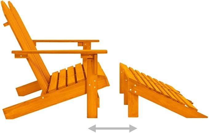 Orange Solid Fir Wood Large Detachable 2-Seater Garden Adirondack Chair with Ottoman for Patio - Photo 6