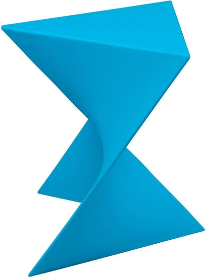 LeisureMod 15.75" Triangular Side Table, Stackable Plastic Accent End Table for Indoor & Outdoor Use, Weather-Resistant Modern Patio & Living Room Table, Set of 4, Blue