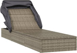 Sunbed Grey PE Rattan, Powder-Coated Steel 83.1 x 25.6 in Outdoor Sun Lounger Outdoor Chaise Lounge for Pools backyards - Photo 3