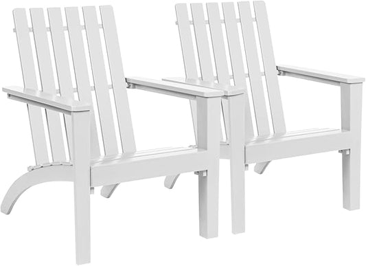 Giantex Adirondack Chair Set of 2 Acacia Wood Outdoor Chairs, 350 lbs Weight Capacity, Weather Resistant Campfire Chairs for Lawn Seating, Garden, Poolside, Balcony, Patio Lounger, Black, White