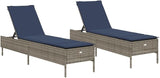 Adjustable Outdoor Lounge Chairs Set of 2 Gray PE Rattan Patio Chaise Lounger with 5-Position Backrest Weather-Safe - Photo 1