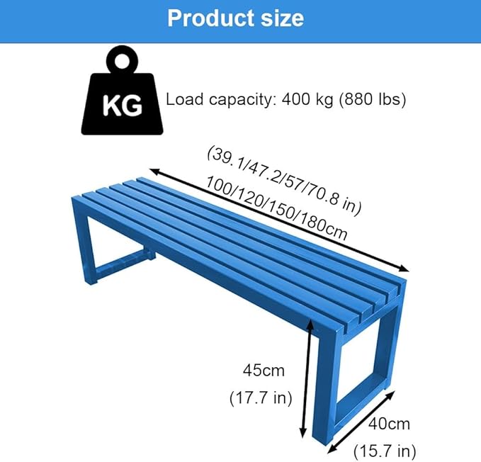 Outdoor Bench,3 Person Garden Bench,Backless Patio Benches,All-Weather Metal Furniture Seating,for Front Porch,Patio,Backyard,Lawn 39.1/47.2 in(Green,59 Inch)