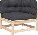 Solid Pine Wood Patio Sectional Sofa with Cushions & Footstool - Photo 6