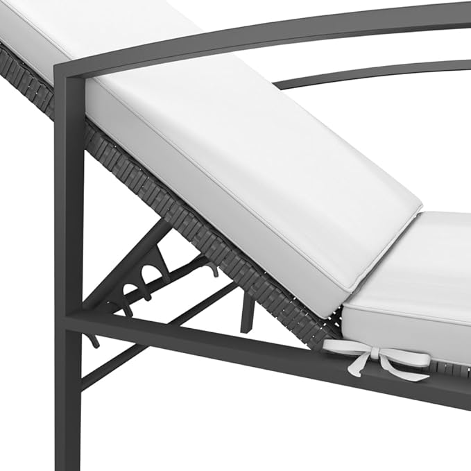 Sun Lounger with Cushions, Adjustable Backrest Outdoor Chaise Lounge for Patio Poolside - Photo 8