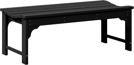 Westin Outdoors Malibu WO 48" Length Backless Poly Wood Outdoor/Garden Bench, Black