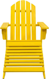 Yellow Solid Fir Wood Adirondack Chair with Ottoman Outdoor Patio Furniture Comfortable Lounge Chair for Garden - Photo 3