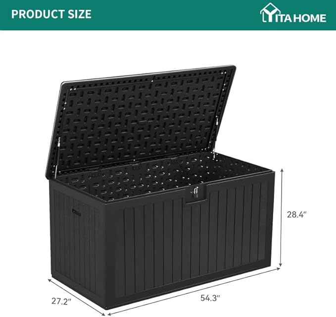 YITAHOME XL 150 Gallon Large Deck Box, Outdoor Storage for Patio Furniture Cushions, Garden Tools, Waterproof - Photo 7