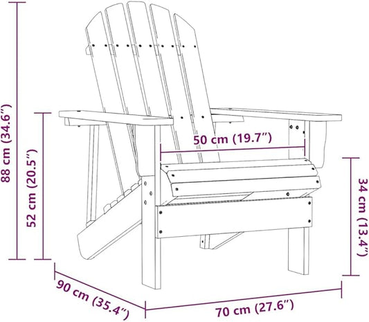 Red Solid Fir Wood Medium Ergonomic Adirondack Chair for Outdoor Relaxation in Garden Patio Poolside with Weather-Resistant Durable Construction