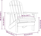 Solid Fir Wood Adirondack Chair Blue Medium Ergonomic Design for Outdoor Relaxation Garden Patio Terrace Durable - Photo 2
