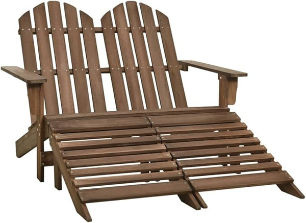 2-Seater Adirondack Chair with Ottomans, Solid Fir Wood Patio Garden Furniture Set - Photo 1