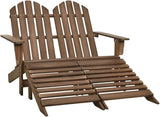 2-Seater Adirondack Garden Chair with Ottomans, Solid Fir Wood Patio Bench - Photo 1