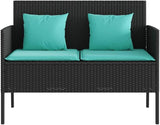 Garden Bench Deck Bench Patio Bench with Cushions Black Poly Rattan - Photo 4