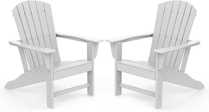 IVY&LANE Adirondack Chairs Set of 2 | HDPE Plastic | Outdoor Fire Pit Chairs | Oversized | All-Weather | White | for Outside Deck Backyard Patio Poolside Porch Lawn