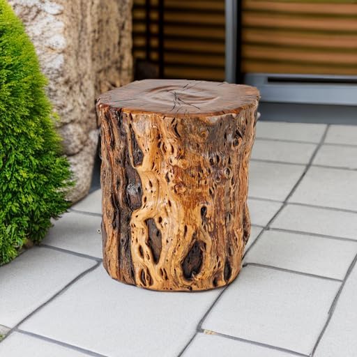 THY COLLECTIBLES Natural Tree Trunk Stump Stool with Live Edge Solid Wood Plant Stand, Stool, Garden Bench, Side Table, End Table - D8.6 in x H9.5 in