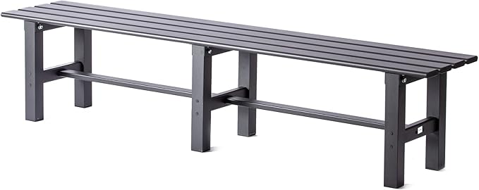 TECSPACE 71 Inches Aluminum Outdoor Weatherproof Bench Backless, 550 LBS Bearing Capacity Garden Porch Bench, Black