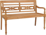 Batavia Bench with Green Cushion, Outdoor Bench, Wooden Bench with Backrest, Vintage Garden Wooden Bench for Patio - Photo 3