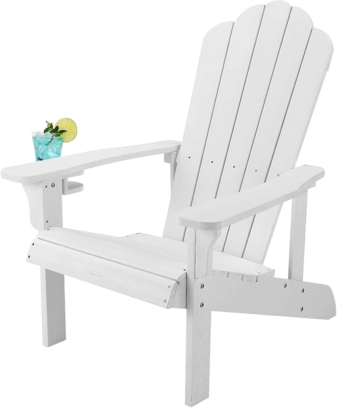 Adirondack Chair Weather Resistant, Hard Plastic Adirondack Chair with Cup Holder - Photo 1